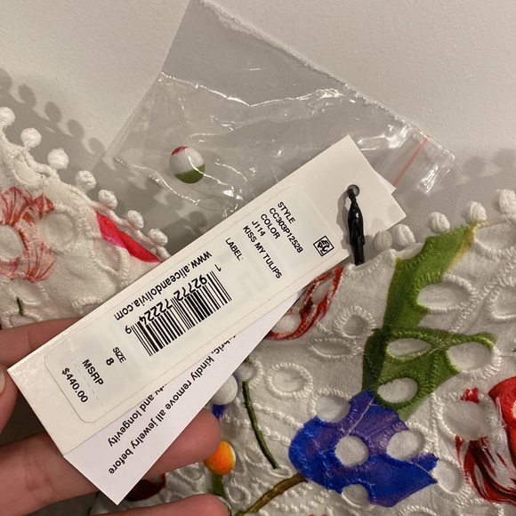 Alice + Olivia | Rosette Floral Eyelet Cotton Minidress | Kiss my Tulip - Picture 14 of 17